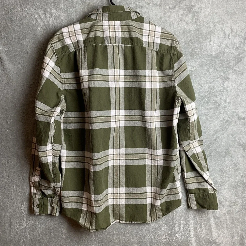 American Eagle Mens Large Green Plaid Long Sleeve Button Front Shirt